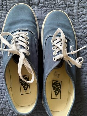 Vans Low-Top Canvas Sneakers in Dusty Blue and White
